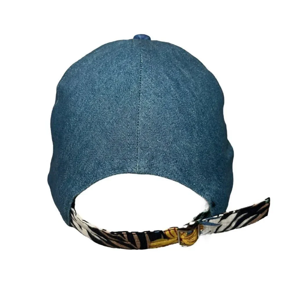 Disney Mickey Mouse Denim Hawaiian‎ Floral Print Strap Back Hat Youth OS